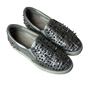 Show Parsa Women’s Silver Studded Slip-On Sneakers Size